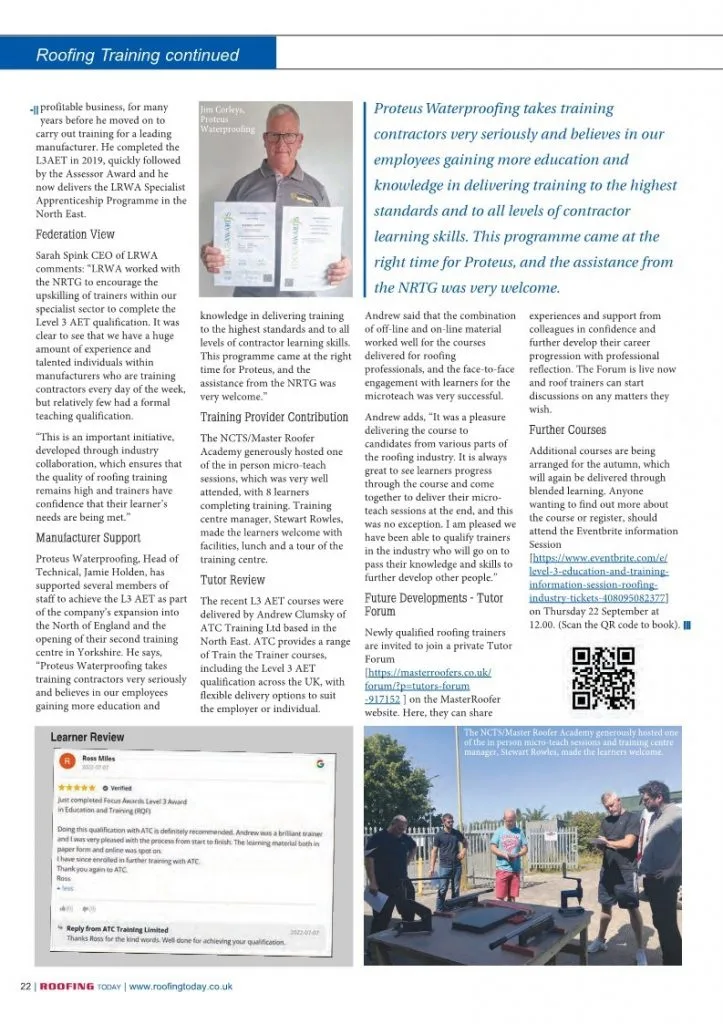 Roofing Training Article